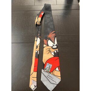 Vintage 1997 Warner Bros Looney Tunes Stamp Collection Tasmania Devil Silk Tie